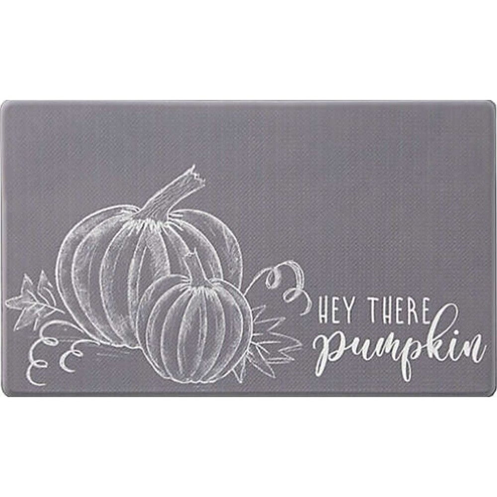 ANTI-FATIGUE NON SLIP PVC FLOOR MAT(18"x30")HARVEST,HEY THERE PUMPKIN ON GREY,LP